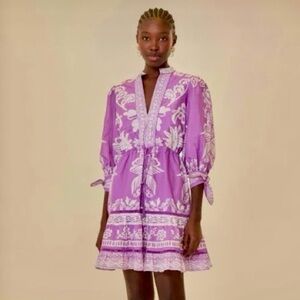 FARM Rio Purple Floral Mini Dress